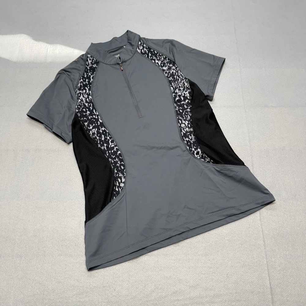 Kerrits Equestrian Close Contact Top Womens Medium Gray Quarter Zip Short Sleeve